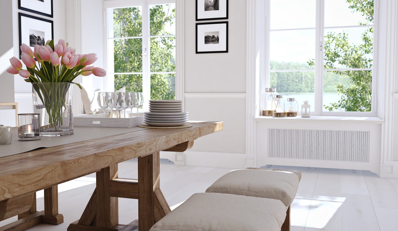 3D rendering of modern kitchen in a loft.